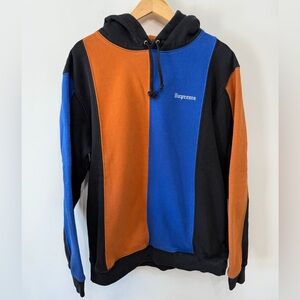 Supreme Tricolor Hooded Sweatshirt Black Blue Orange Hoodie 100% Cotton Men’s L?